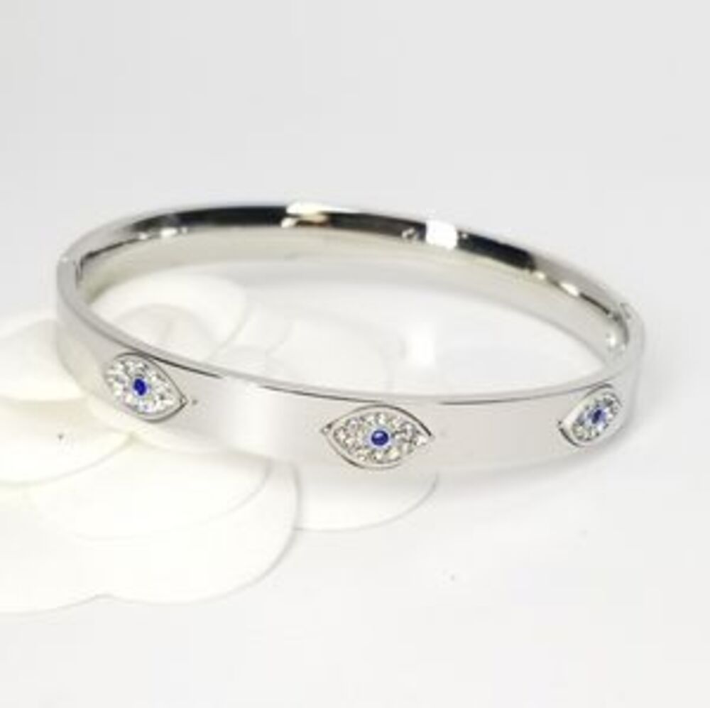 NWT Trendy Evil Eye Stainless Steel Cuff Bracelet